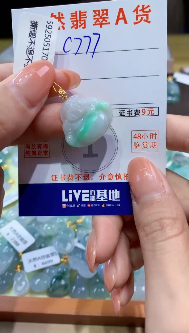 翡翠18K金镶嵌颈饰天然缅甸a货翡翠