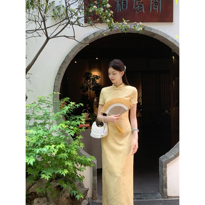 新中式国风【袅袅江南】清冷温婉旗袍连衣裙女夏新款气质修身长裙