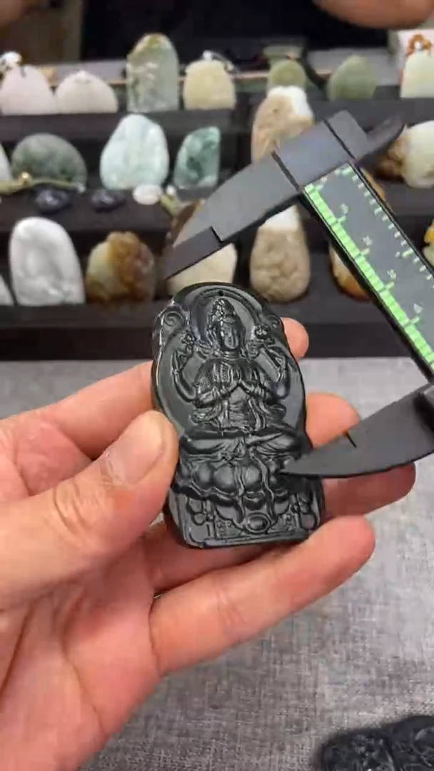 吊坠(不含链)未镶嵌和田玉和田玉青玉观音吊坠