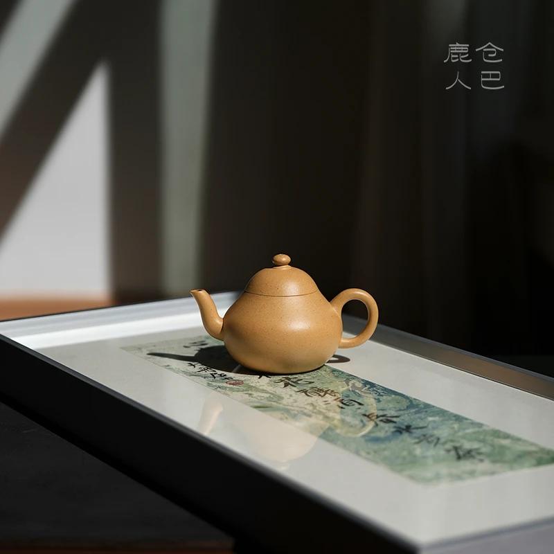 仓巴鹿人 孟臣高梨 宜兴紫砂原矿本山绿泥半手工小品茶壶115cc