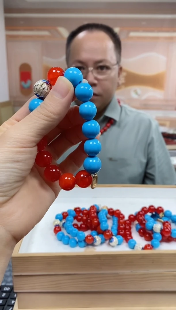 未镶嵌手串玛瑙/玉髓双色设计款玛瑙手串