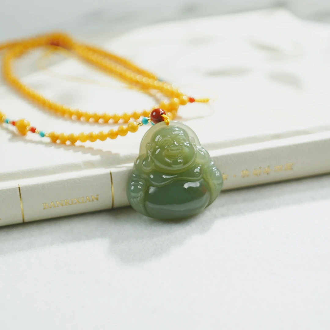 【睿泽&小池专属】和田玉高冰晴佛公蜜蜡链 35*35*11mm KS0010179