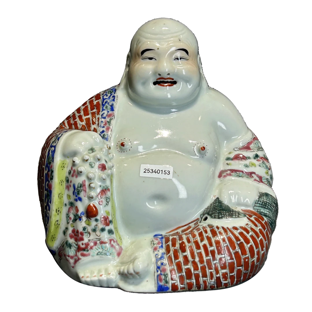 25340153x粉彩红袈裟弥勒造像