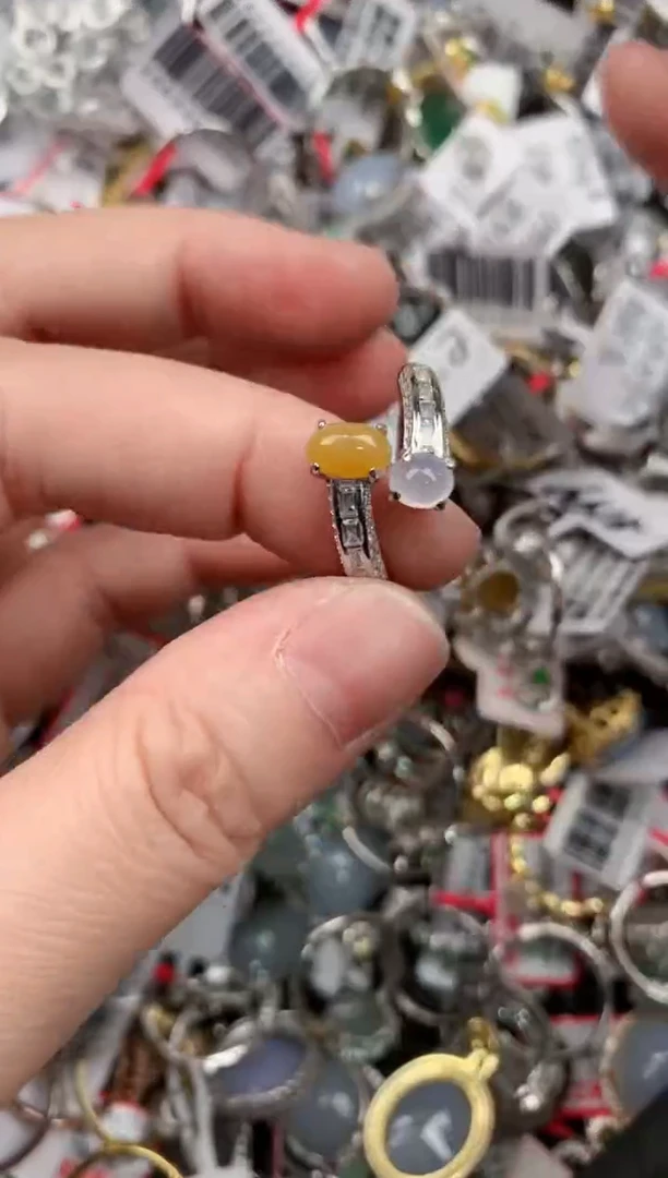 银S925镶嵌戒指翡翠444            8