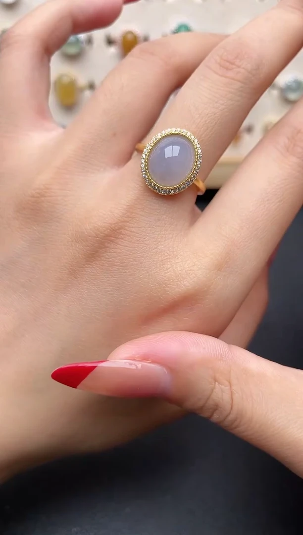 【闪购商品】翡翠戒指银S925镶嵌一物一证一礼盒