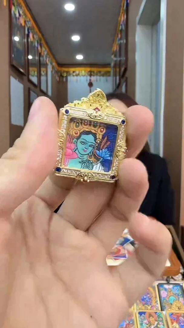 吊坠绿度母-纯手绘唐卡