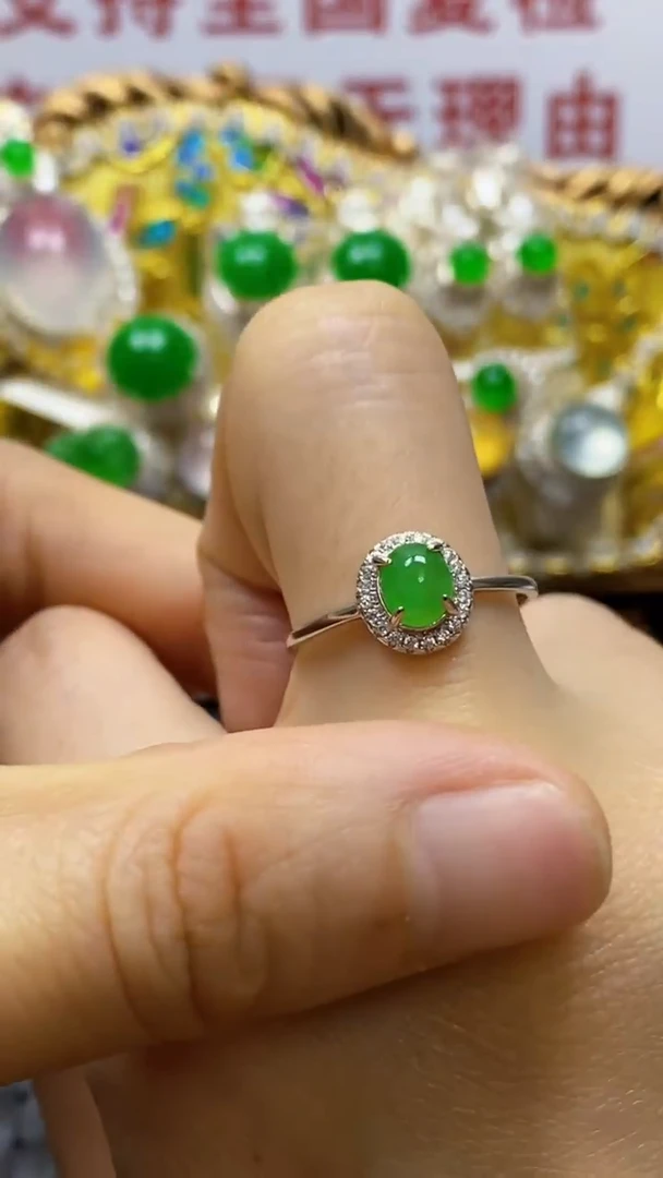 银S925镶嵌戒指翡翠/4646