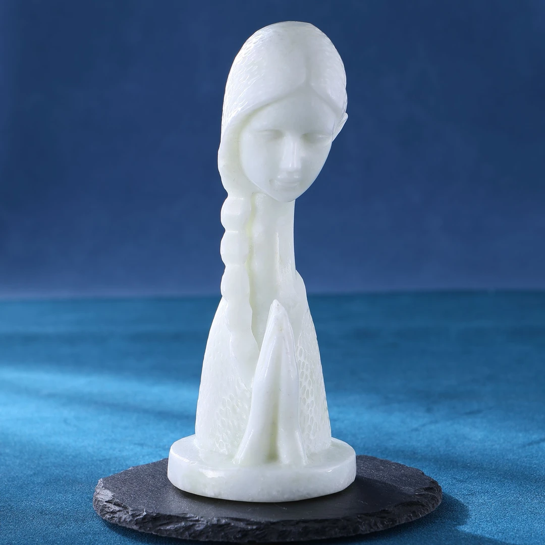 陕西蓝田玉女神手把件百搭款天然玉石摆件