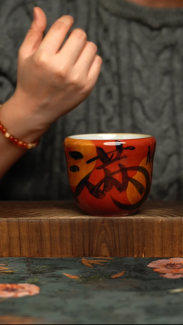 杯釉下彩手工手绘同款陶器