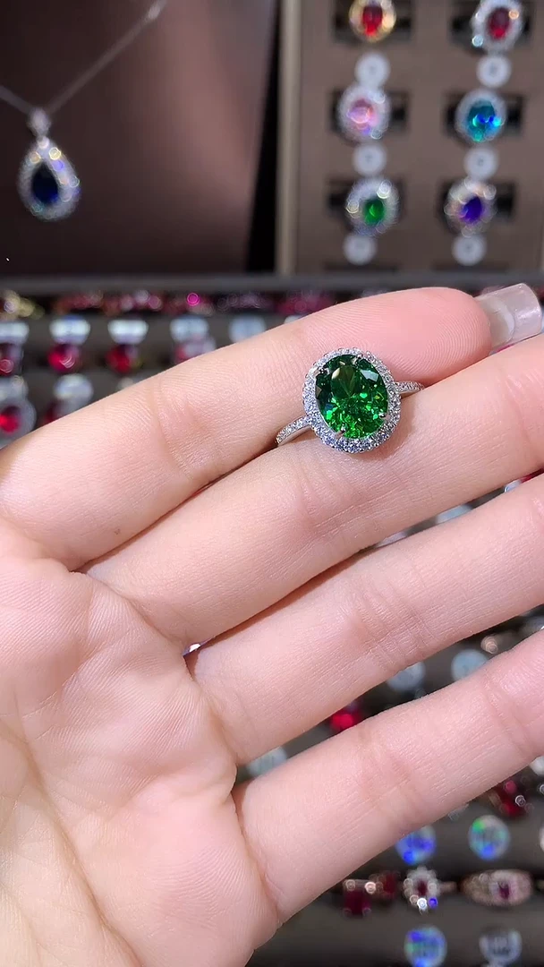 银S925镶嵌戒指碧玺银色810