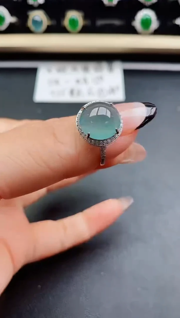 翡翠戒指银S925镶嵌85000