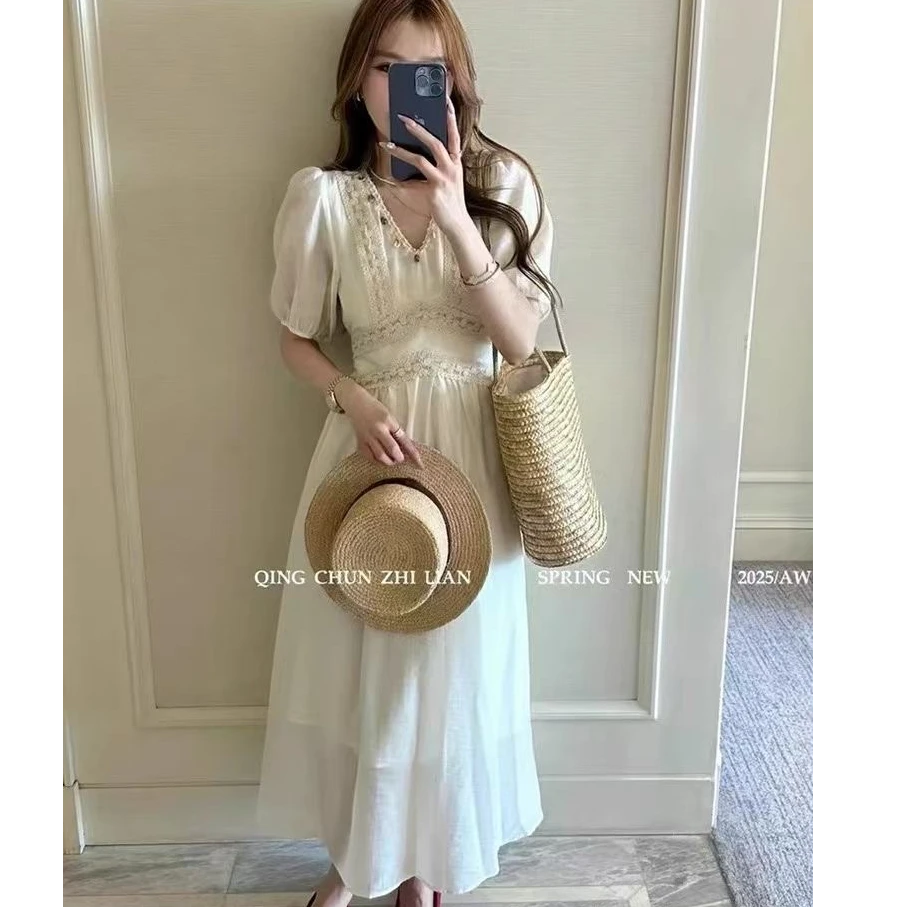 Q506【十四姨】法式V领连衣裙63