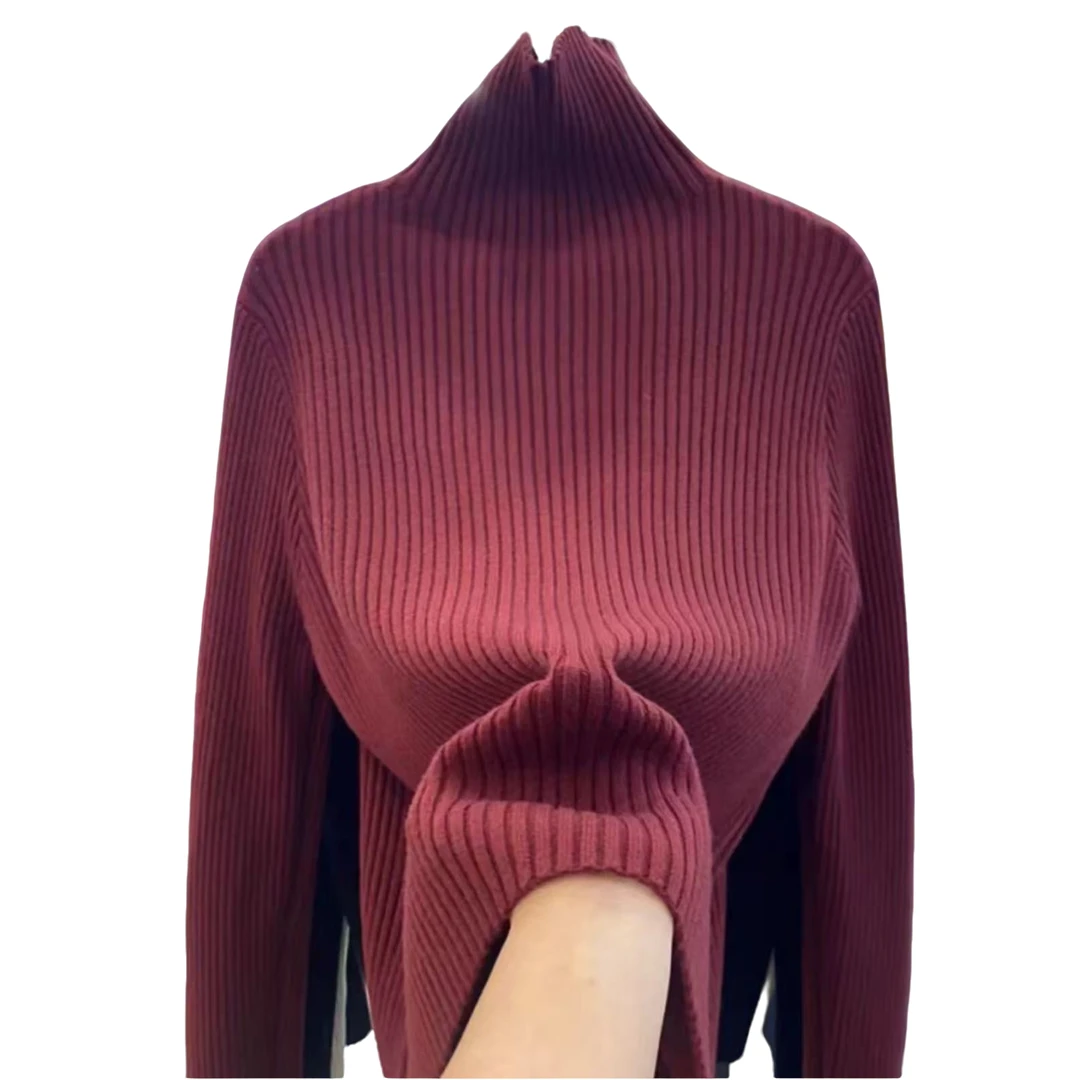 欧货高级感复古酒红色高领毛衣女秋冬软糯加厚内搭濮院羊毛针织衫