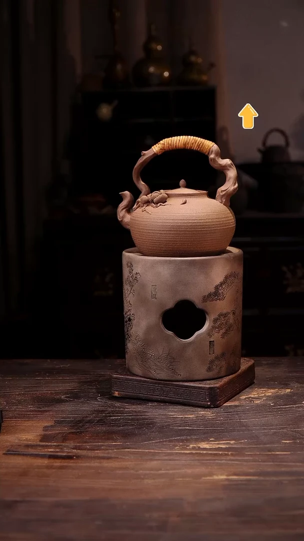 纯手工梅花提梁加大海棠雕刻炉