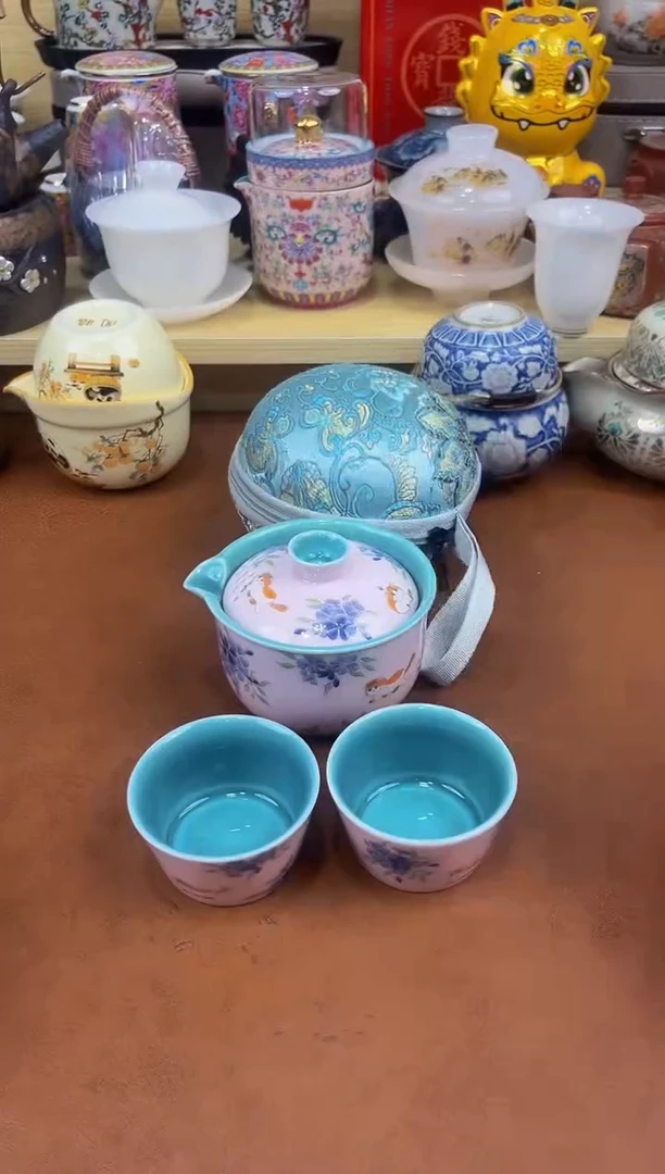 陶瓷茶具摆件旅行套组