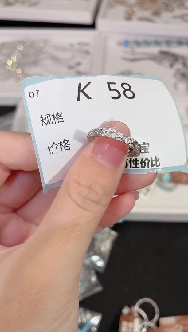 海蓝宝石戒指银S925镶嵌多样性发一K58