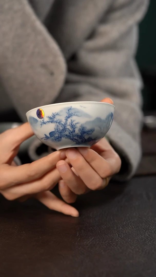 【闪购商品】杯707号HLX陶瓷山水普洱杯带内绘 随机