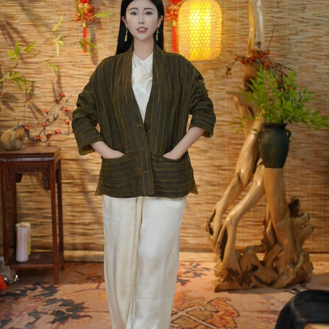 【骑袍金蚕上衣】新中式老料非遗大码气质复古气质62-107金蚕上衣