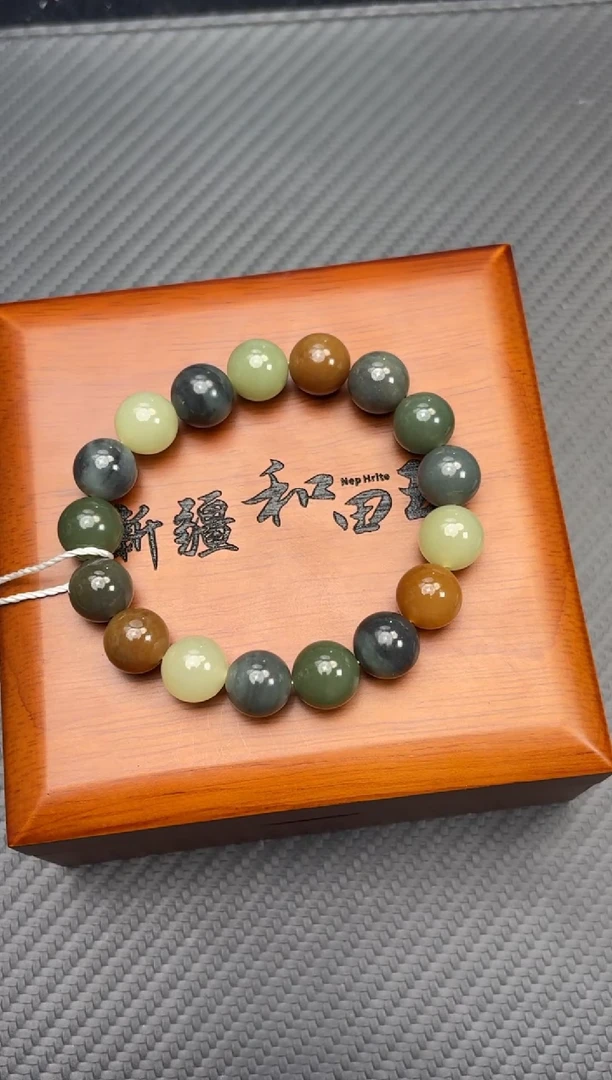 未镶嵌手串和田玉若羌微色差卡12多宝手串