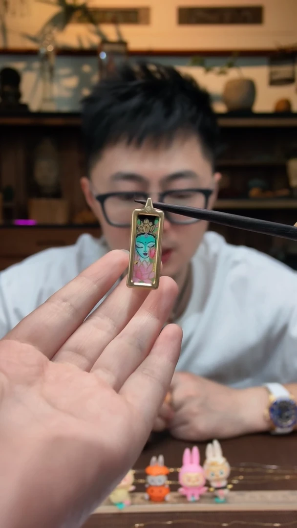 吊坠绿度母唐卡吊坠TK配皮绳