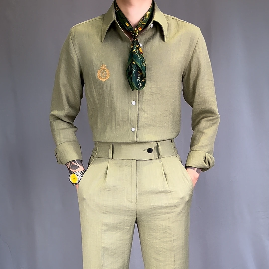 【西蒙曹】单衬衣-亚麻天丝夏季气质休闲清肤透气衬衫