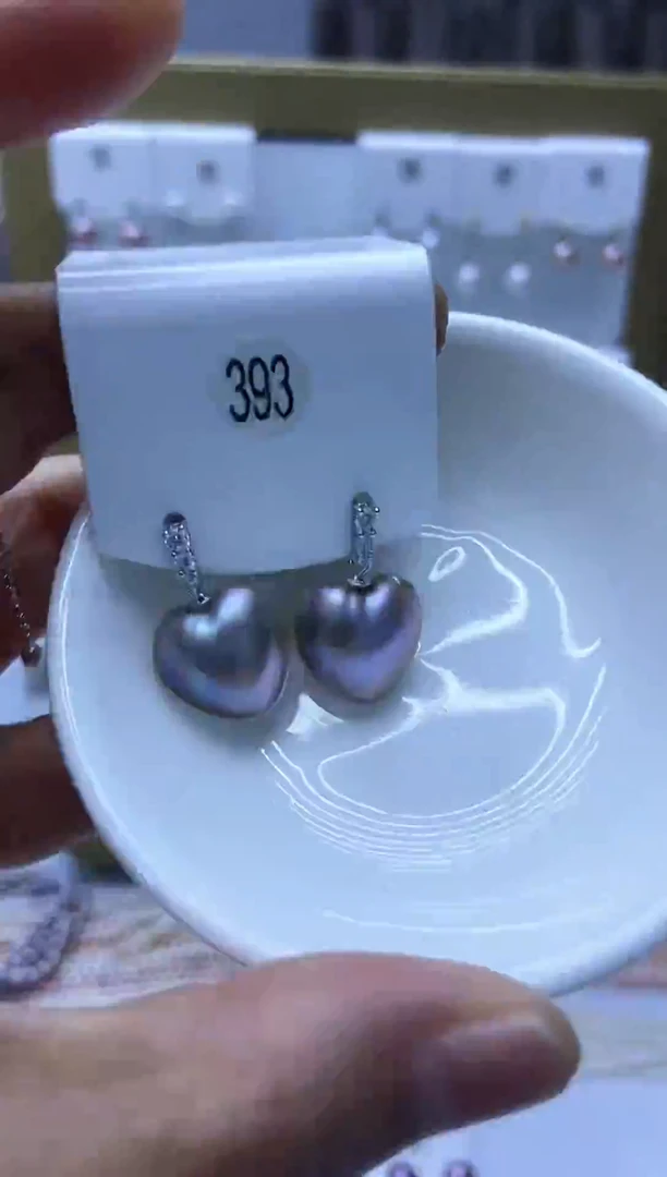 耳饰拼合珍珠（马贝珠）银S925镶嵌393
