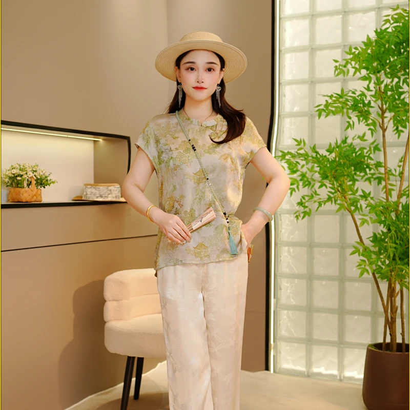 【水榭亭台】短款 2025新中式国风无袖斜襟T恤宽松温柔上衣女