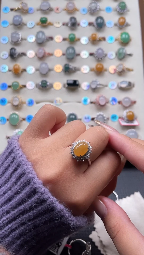 【闪购商品】翡翠戒指银S925镶嵌天然A货翡翠戒指