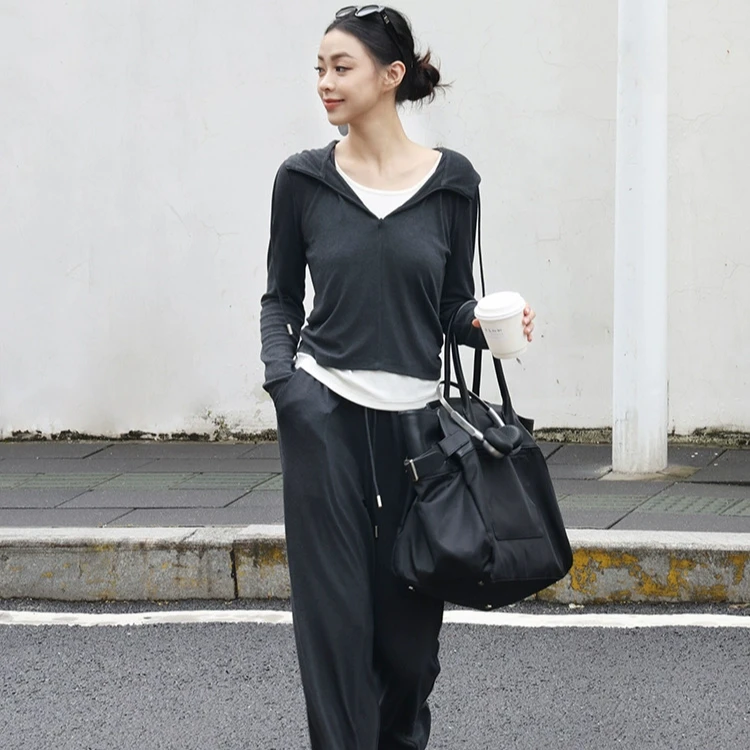 2025博主同款仿羊绒假两件+直筒长裤懒人套装8661W