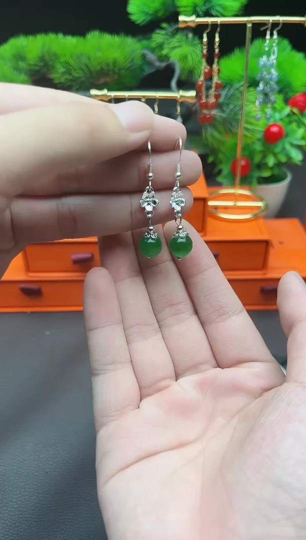 玛瑙/玉髓耳饰银S925镶嵌212