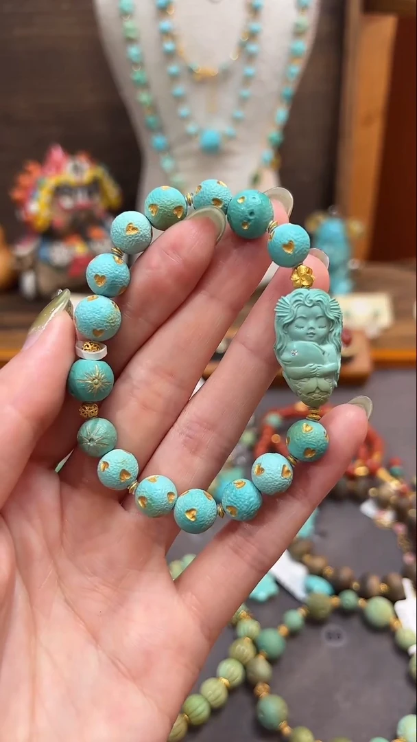 18K金镶嵌绿松石手链绿松石手链