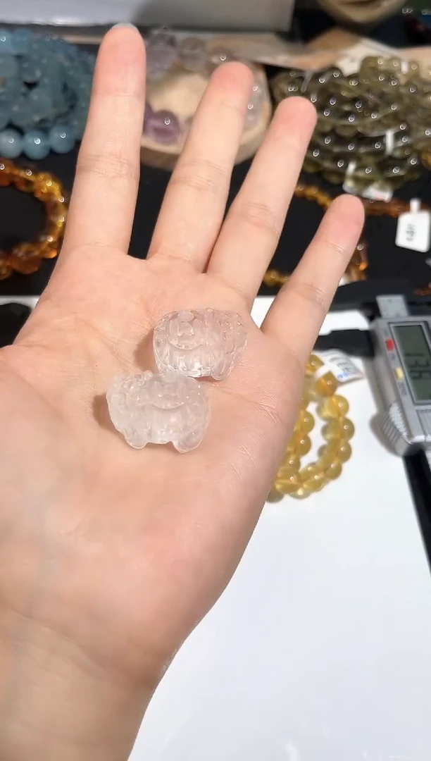 未镶嵌手链水晶13号白水晶龙龟雕刻单颗配件