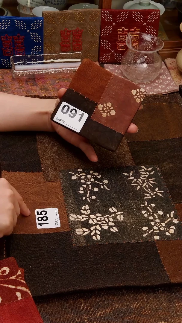 Cici手作刺子绣柿染壶垫杯垫-091