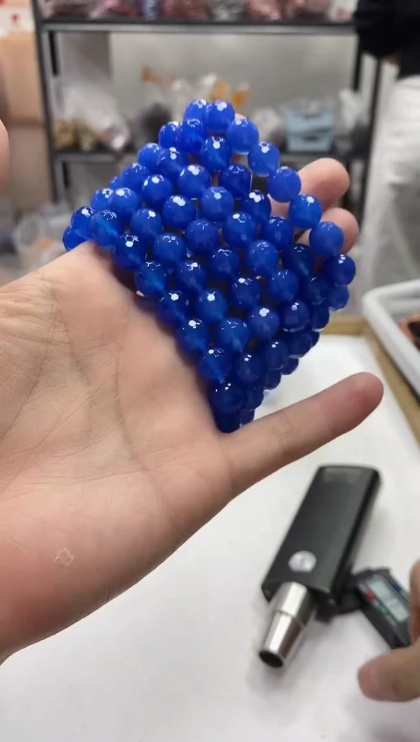 未镶嵌手链玛瑙/玉髓蓝钻星际蓝玛瑙手串10mm 多样性发一件