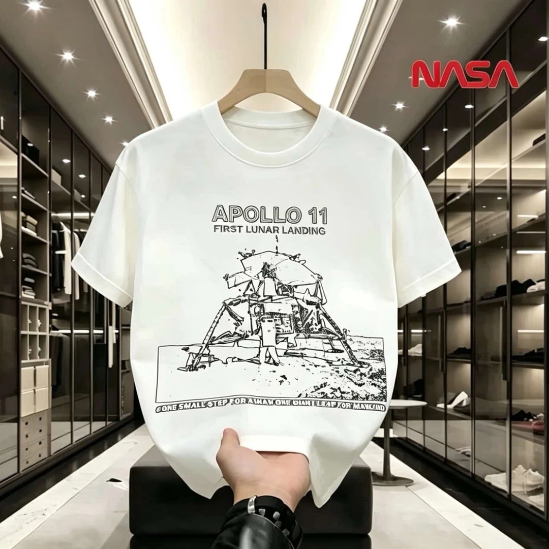 NASA联名夏季圆领短袖T恤微宽松时尚男女同款休闲百搭