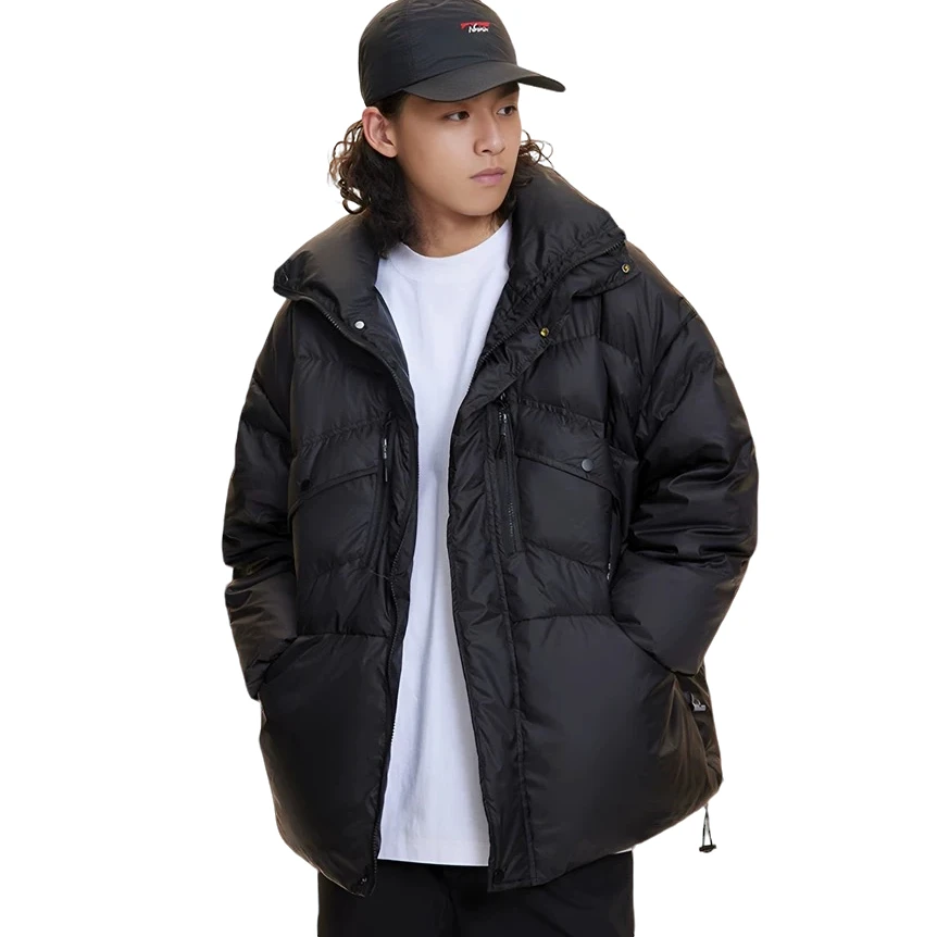 YR705冬季90白鸭绒保暖设计感纯色简约情侣百搭宽松立领羽绒服