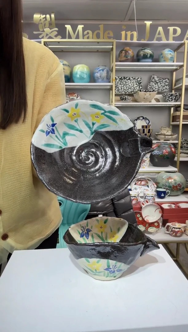 陶瓷濑户烧导流口钵一只装