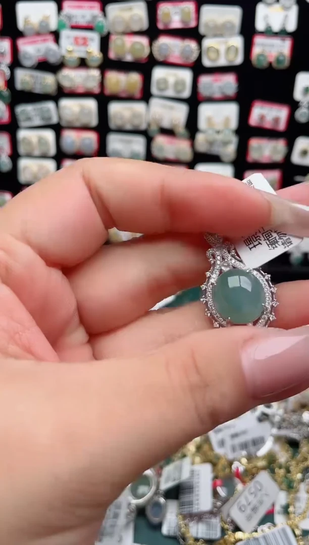 翡翠银S925镶嵌吊坠(不含链)、