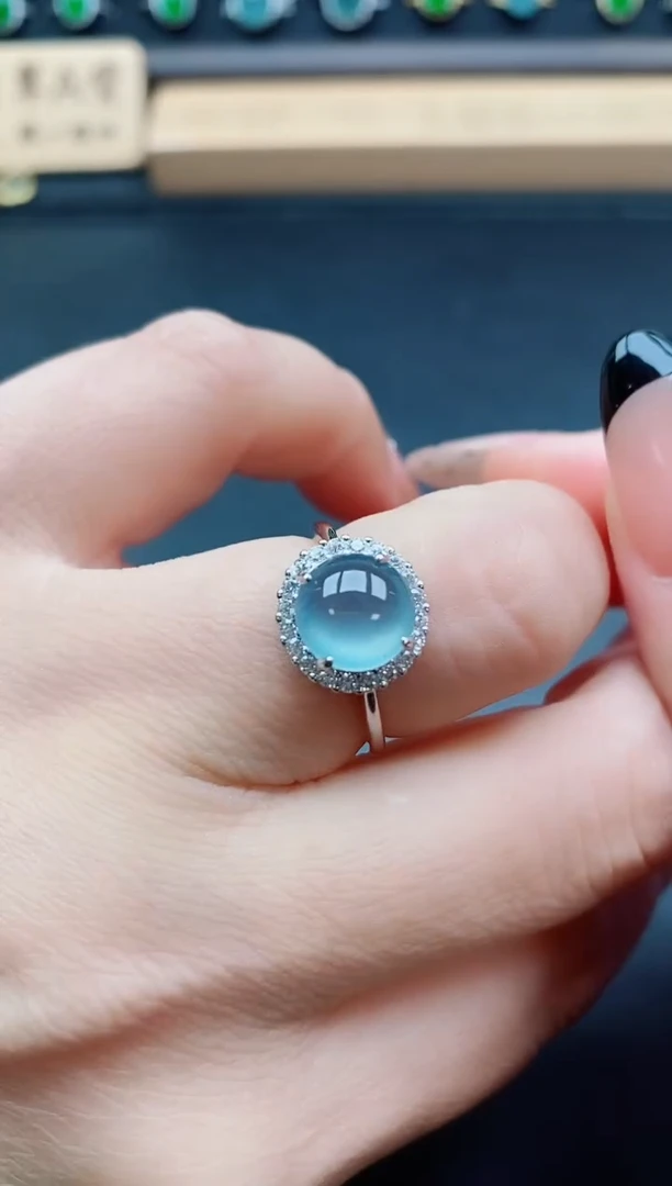 银S925镶嵌戒指翡翠1