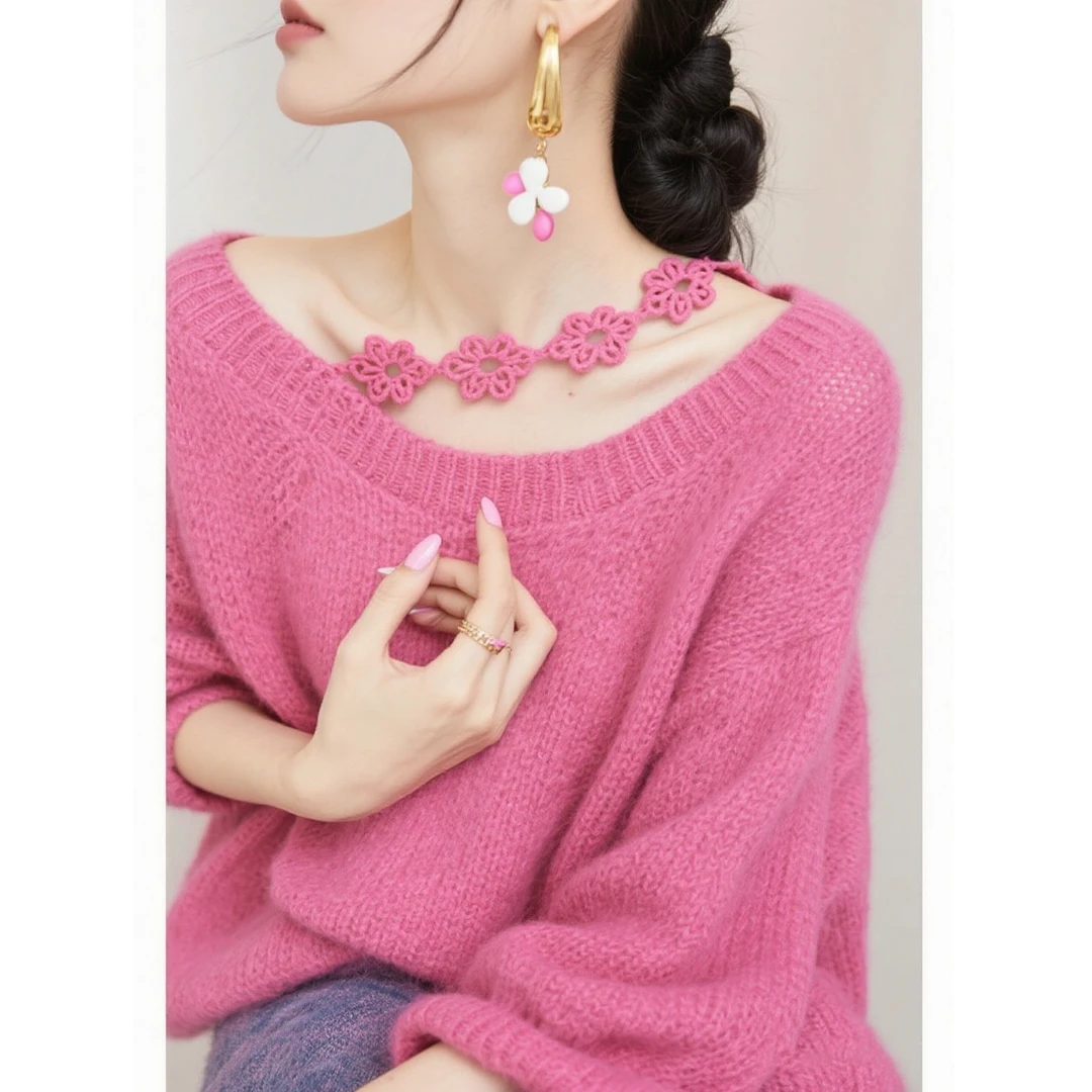 2025秋季新款女设计感独特漂亮小衫纯欲慵懒显瘦长袖毛针织衫上衣