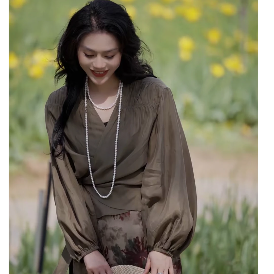 素白【萦绕】春夏经典铜氨纯色绑带设计师款开衫上衣SB2502CS01214