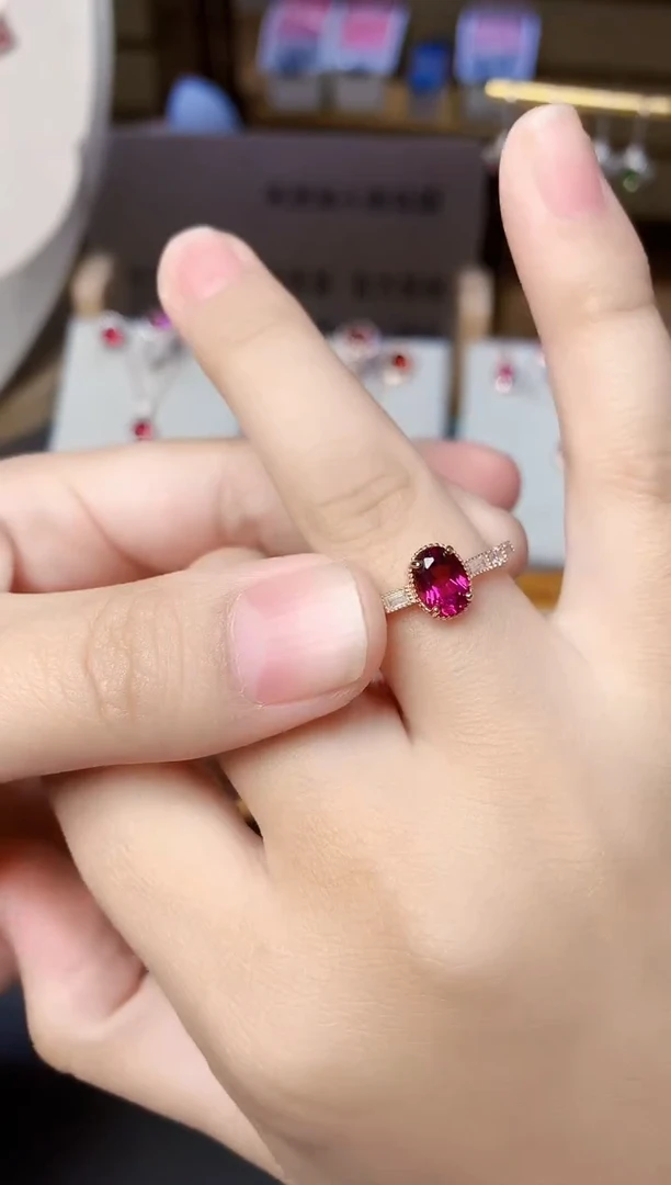 银S925镶嵌戒指石榴石天然镁铝