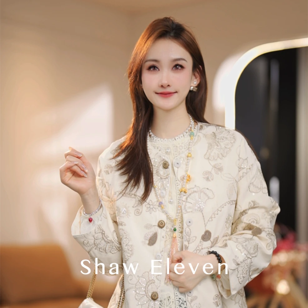 虞美人【ShawEleven】重工亮片时髦外套圆领系扣亮片高级感短款显瘦