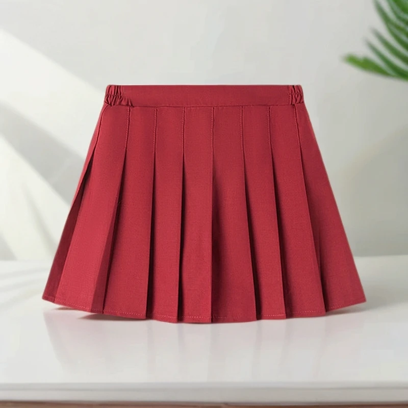 女童半身裙百褶裙韩版新款儿童红色黑色短裙小学生校服包邮