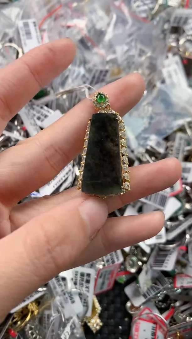 银S925镶嵌戒指翡翠666  8
