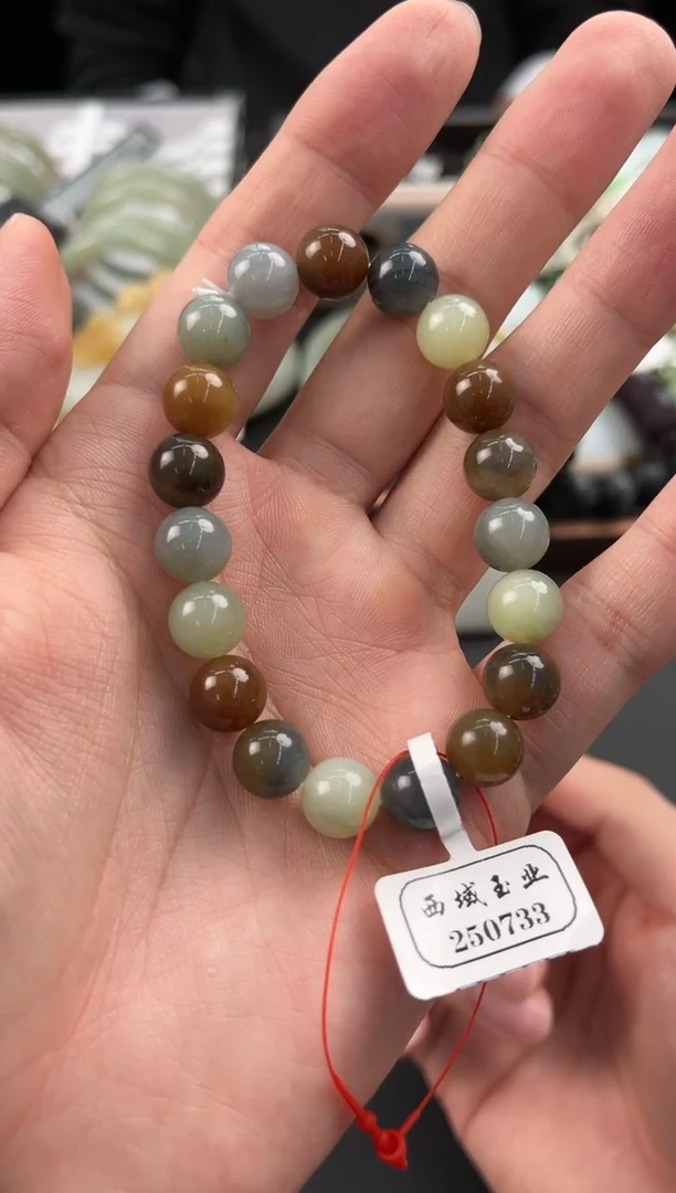未镶嵌手串和田玉若羌楼兰三色手串卡10微色差