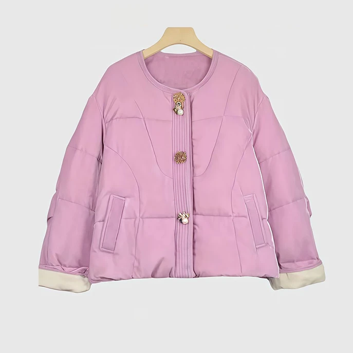 SHALLDOER【粉霜雾语】新中式减龄棉服女秋冬季日常出街时髦厚外套