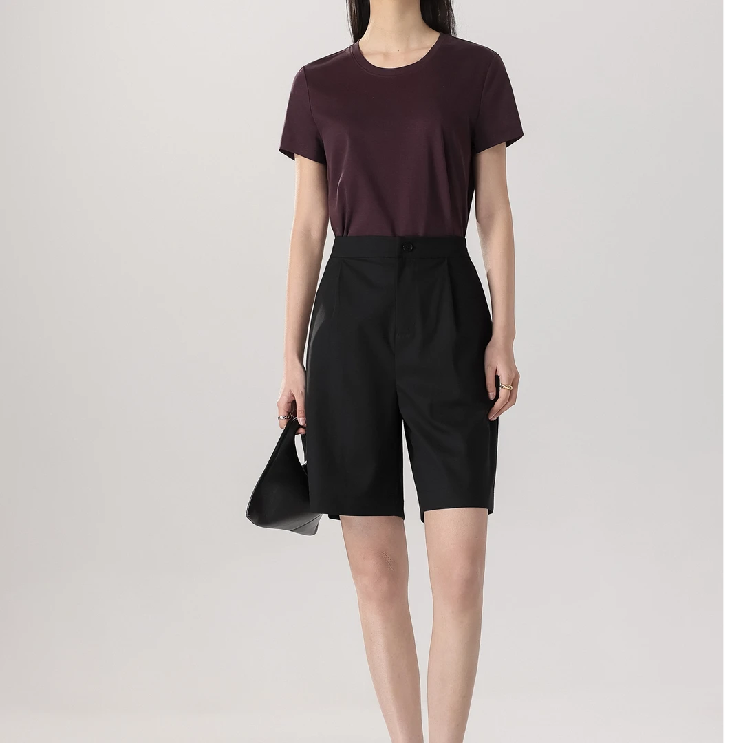 妙启时尚-25新款女款三色圆领桑丝基础T恤显瘦休闲百搭宽松