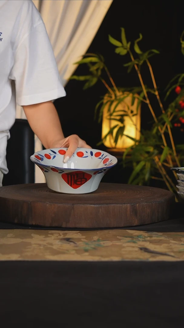 碗景德镇手工手绘高温釉下彩可进蒸箱烤箱微波炉洗碗机