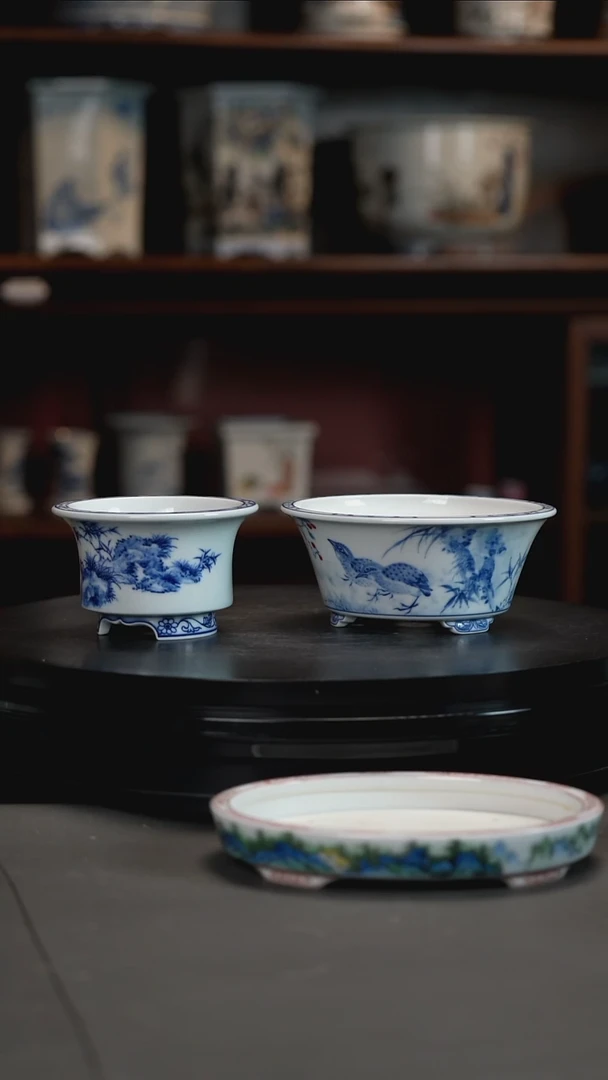 釉下青花手绘盆随***梦釉下青花手绘盆 随*梦